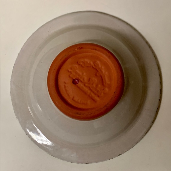 Vintage Unused Glazed Clay Pottery ORIGINAL APPLE BAKER Green Spongeware Trim - Picture 6 of 16